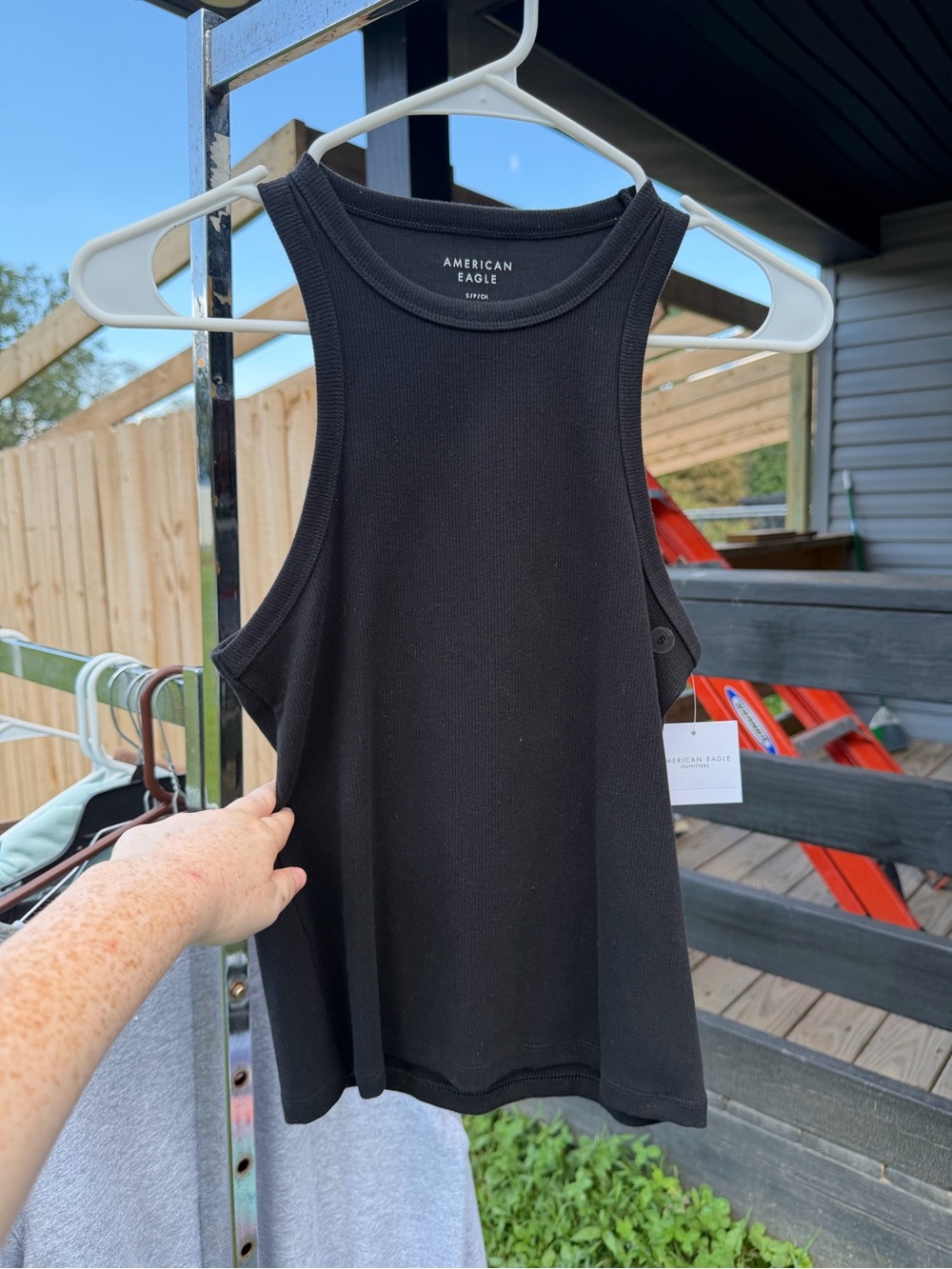 American Eagle Outfitters Black Ribbed Racerback Tank